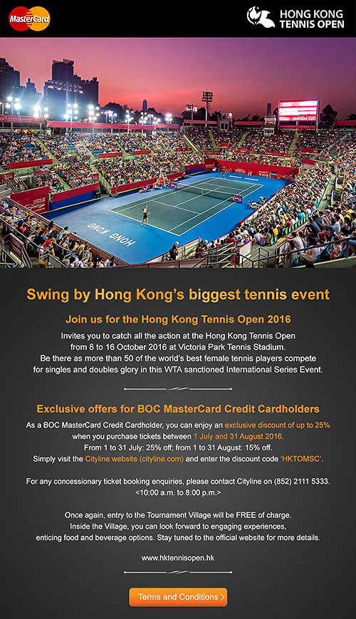 BOC Credit Card (International) Ltd. Ticket Discount Privilege of